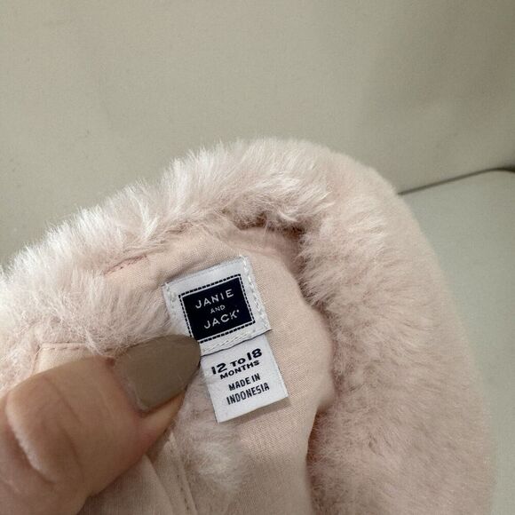 Janie and Jack Baby Girls Dress 12 Months Pink Faux Fur Collar Holiday Retro - Picture 8 of 10